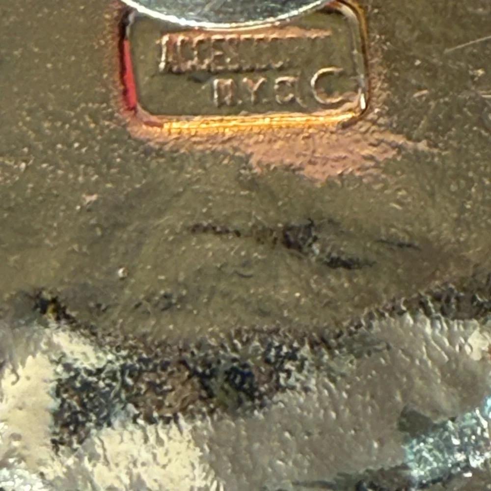 Vintage Accessocraft NYC Gold Hammered Disc Belt Front / Centerpiece 9” — 1970s - Picture 2 of 9